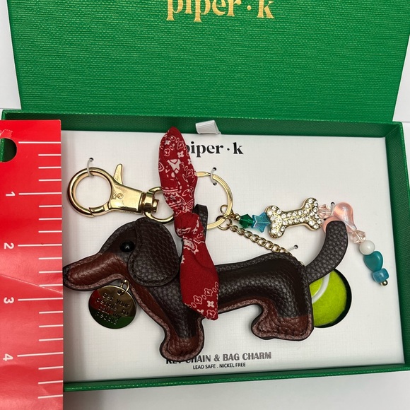 NWT ⚜️🤎⚜️ PIPER K Adorable Dachshund Doggie Key Chain Bag Charm - Picture 13 of 15